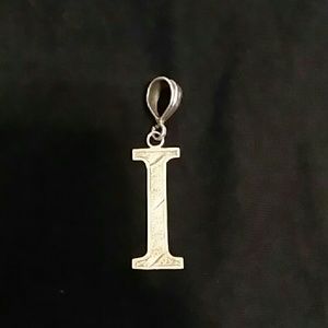 .925 Sterling Silver "I" charm.  Diamond cut